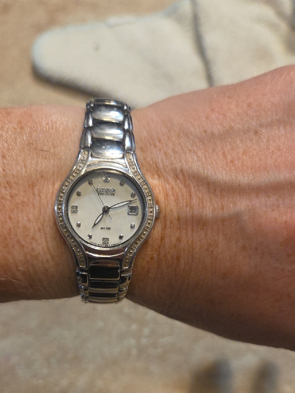 Citizen Silver Stainless Steel Ladies' Diamond Accent Watch with White Dial